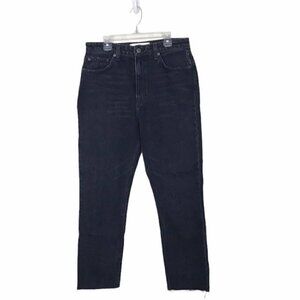 Reformation Black Julia Crop Raw Hem High Rise Cigarette Jean